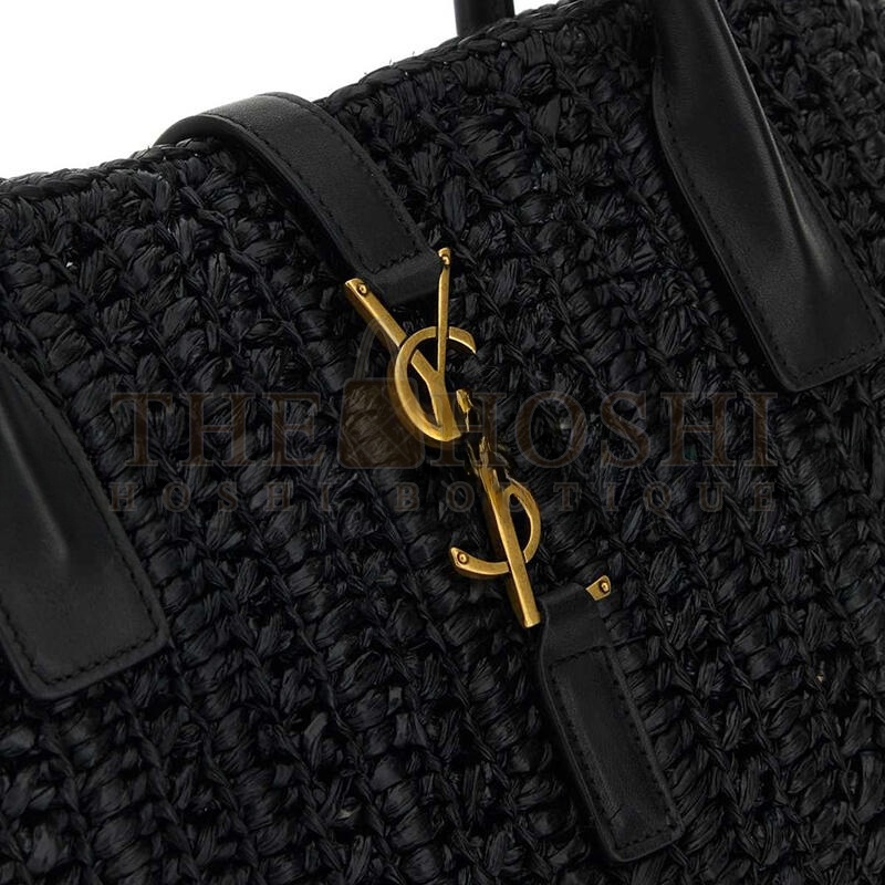 Y51 RAFFIA PANIER RECTANGLE TOTE BLACK 741199GAADO (29*21*9cm) Master Quality